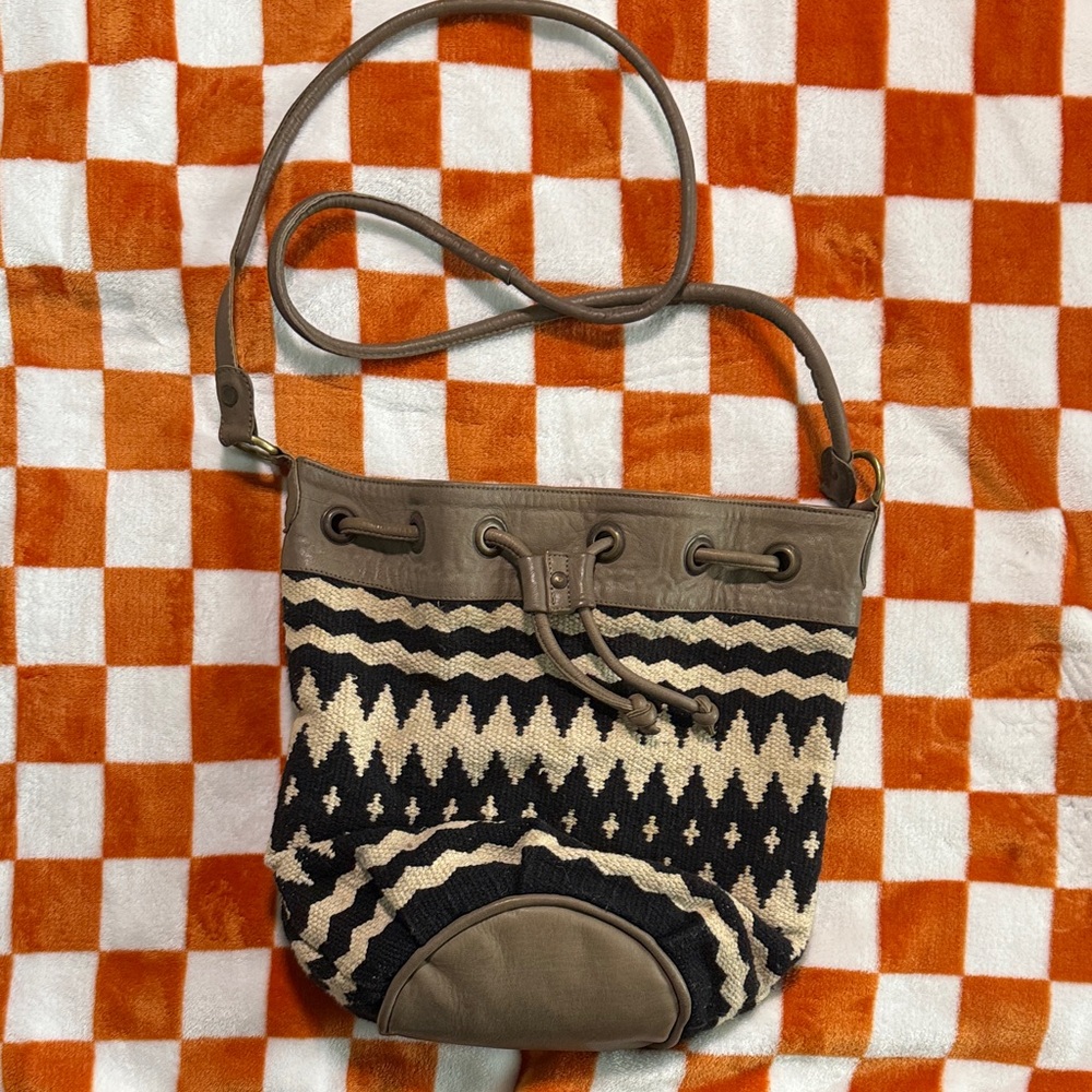 Ecote Black and Tan Patterned Crossbody Bag